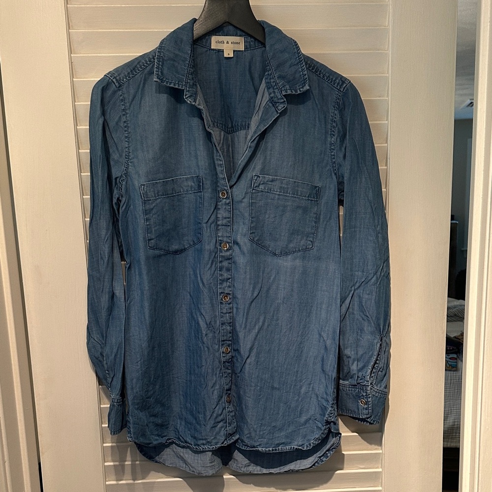 Cloth & Stone Indigo Button-Up Shirt